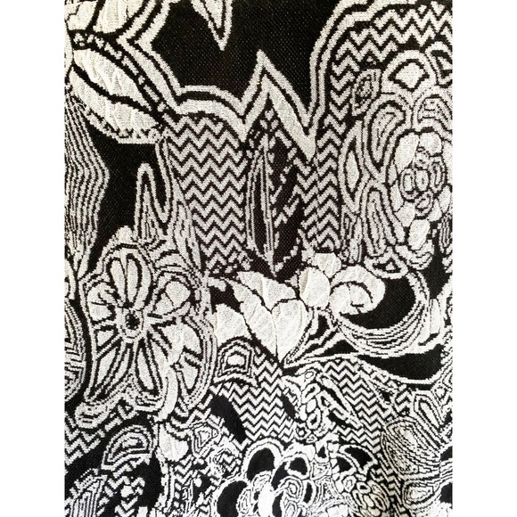 M Missoni Floral Zigzag Intarsia Women's Dress Fit Flare Scoop Neck Black Cream - Picture 7 of 7